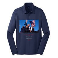 Trump 2024 Us Flag Donald Trump Election Rally Shooting 2024 Silk Touch Performance Long Sleeve Polo