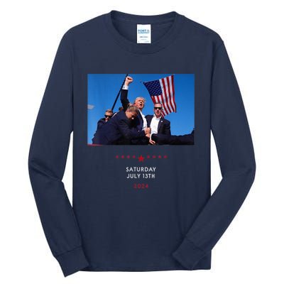 Trump 2024 Us Flag Donald Trump Election Rally Shooting 2024 Tall Long Sleeve T-Shirt