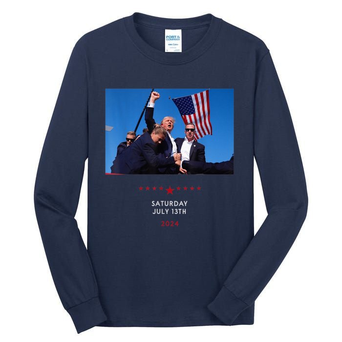 Trump 2024 Us Flag Donald Trump Election Rally Shooting 2024 Tall Long Sleeve T-Shirt