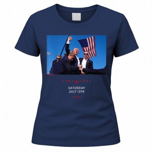 Trump 2024 Us Flag Donald Trump Election Rally Shooting 2024 Women's T-Shirt