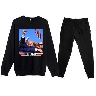 Trump 2024 Us Flag Donald Trump Election Rally Shooting 2024 Premium Crewneck Sweatsuit Set