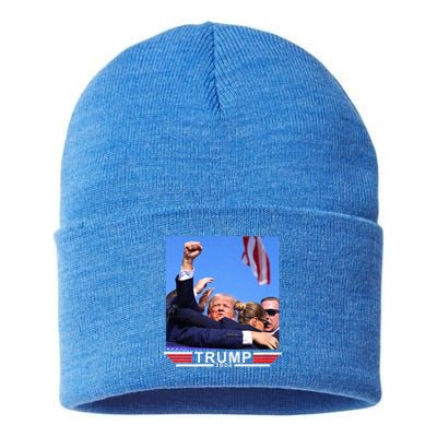 Trump 2024 Us Flag Donald Trump Election Rally Shooting 2024 Sustainable Knit Beanie