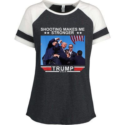 Trump 2024 Us Flag Donald Trump Election Rally Shooting 2024 Enza Ladies Jersey Colorblock Tee