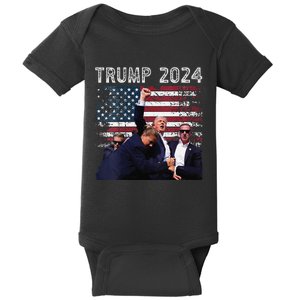 Trump 2024 Us Flag Donald Trump Election Rally Shooting 2024 Baby Bodysuit