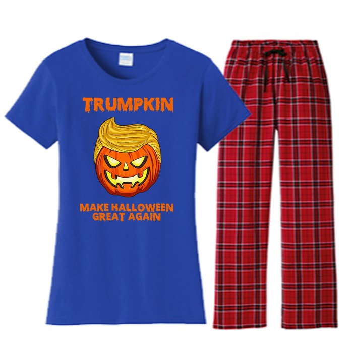 Trumpkin 2024 Usa Make Halloween Great Again Funny Women's Flannel Pajama Set