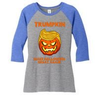 Trumpkin 2024 Usa Make Halloween Great Again Funny Women's Tri-Blend 3/4-Sleeve Raglan Shirt