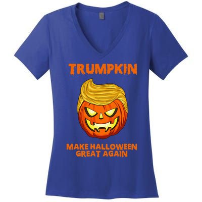 Trumpkin 2024 Usa Make Halloween Great Again Funny Women's V-Neck T-Shirt