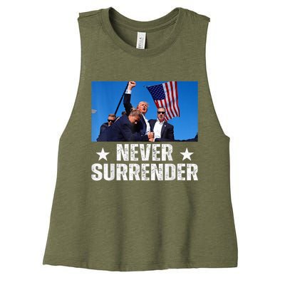 Trump 2024 Us Flag Donald Trump Election Rally Shooting 2024 Women's Racerback Cropped Tank