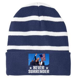 Trump 2024 Us Flag Donald Trump Election Rally Shooting 2024 Striped Beanie with Solid Band