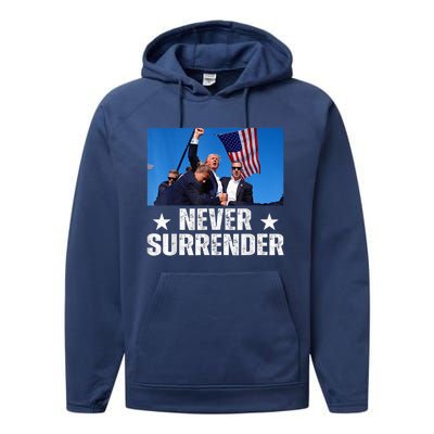 Trump 2024 Us Flag Donald Trump Election Rally Shooting 2024 Performance Fleece Hoodie