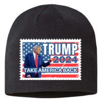 Trump 2024 USA Flag Take America Back Election Postage Stamp Sustainable Beanie