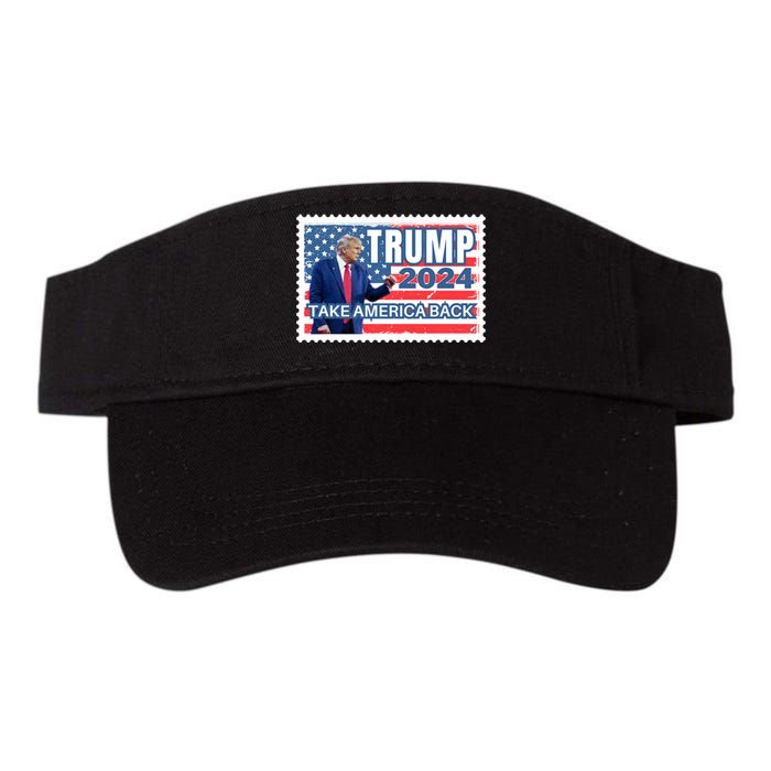 Trump 2024 USA Flag Take America Back Election Postage Stamp Valucap Bio-Washed Visor