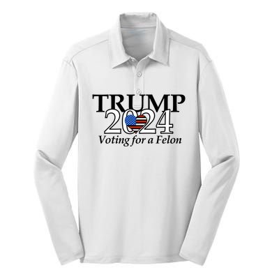 Trump 2024 Voting For A Felon Making America Great Again Silk Touch Performance Long Sleeve Polo