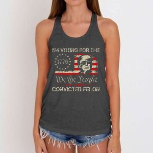 Trump 2024 Voting Convicted Felon Usa Flag Women's Knotted Racerback Tank