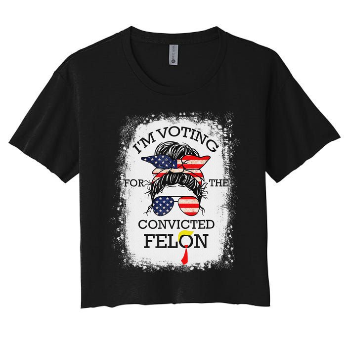 Trump 2024 Voting Convicted Felon Women's Crop Top Tee