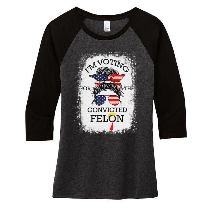 Trump 2024 Voting Convicted Felon Women's Tri-Blend 3/4-Sleeve Raglan Shirt