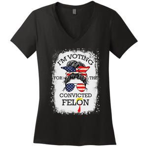 Trump 2024 Voting Convicted Felon Women's V-Neck T-Shirt