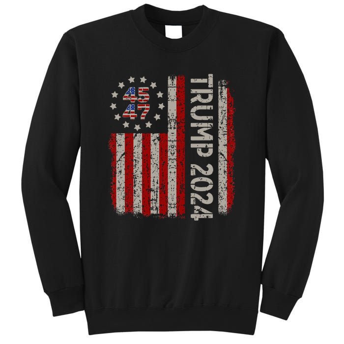 Trump 2024 Vintage 45 47 American Flag Sweatshirt