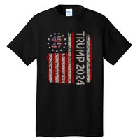 Trump 2024 Vintage 45 47 American Flag Tall T-Shirt