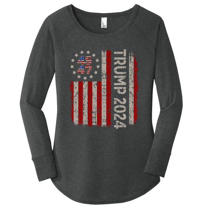 Trump 2024 Vintage 45 47 American Flag Women's Perfect Tri Tunic Long Sleeve Shirt