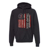 Trump 2024 Vintage 45 47 American Flag Premium Hoodie