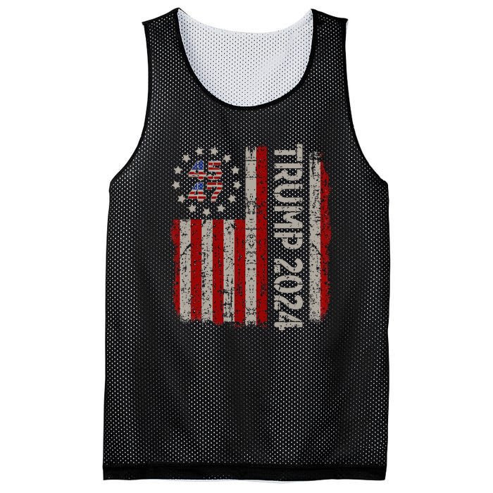 Trump 2024 Vintage 45 47 American Flag Mesh Reversible Basketball Jersey Tank