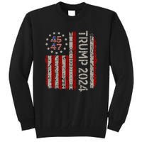 Trump 2024 Vintage 45 47 American Flag Tall Sweatshirt