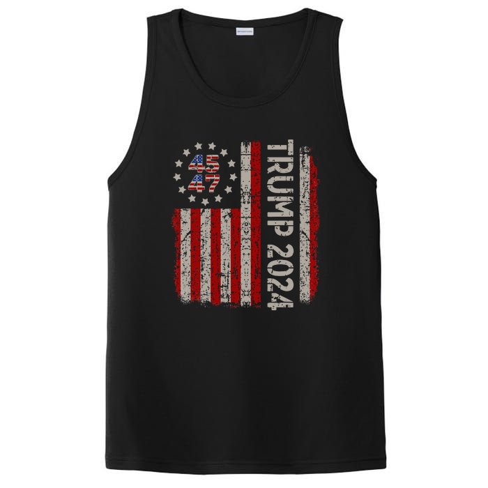 Trump 2024 Vintage 45 47 American Flag PosiCharge Competitor Tank