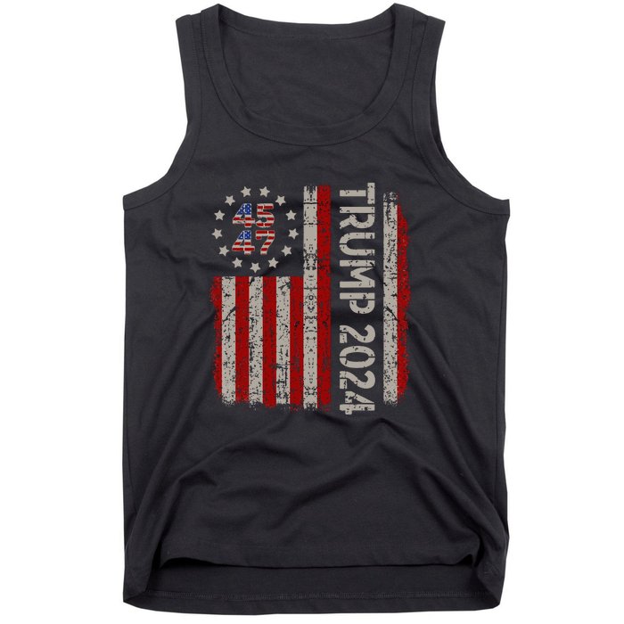 Trump 2024 Vintage 45 47 American Flag Tank Top