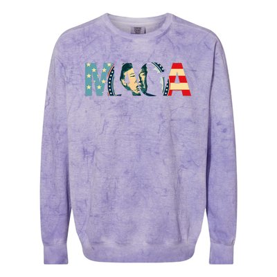 Trump 2020 Voted Maga American Flag Colorblast Crewneck Sweatshirt