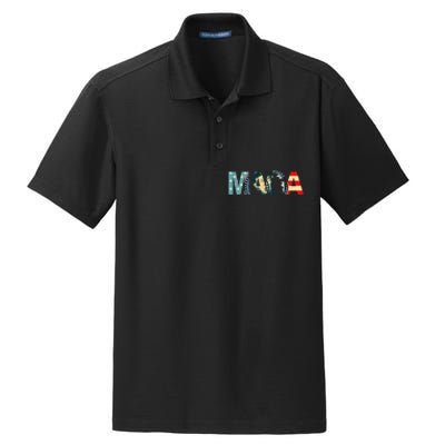 Trump 2020 Voted Maga American Flag Dry Zone Grid Polo