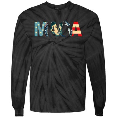 Trump 2020 Voted Maga American Flag Tie-Dye Long Sleeve Shirt