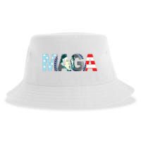 Trump 2024 Voted Maga American Flag Retro Vintage Gift Sustainable Bucket Hat