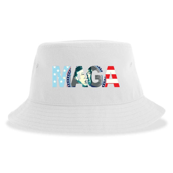 Trump 2024 Voted Maga American Flag Retro Vintage Gift Sustainable Bucket Hat