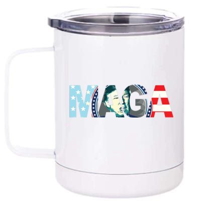 Trump 2024 Voted Maga American Flag Retro Vintage Gift 12 oz Stainless Steel Tumbler Cup