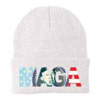 Trump 2024 Voted Maga American Flag Retro Vintage Gift Knit Cap Winter Beanie