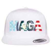 Trump 2024 Voted Maga American Flag Retro Vintage Gift Flat Bill Trucker Hat