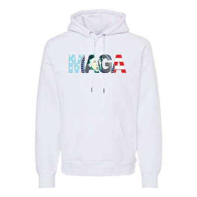 Trump 2024 Voted Maga American Flag Retro Vintage Gift Premium Hoodie