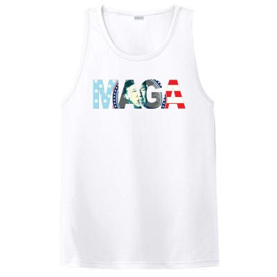 Trump 2024 Voted Maga American Flag Retro Vintage Gift PosiCharge Competitor Tank