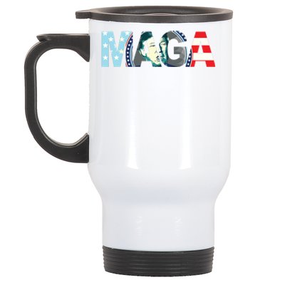 Trump 2024 Voted Maga American Flag Retro Vintage Gift Stainless Steel Travel Mug