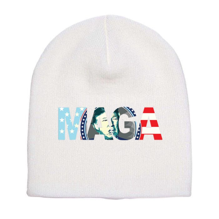 Trump 2024 Voted Maga American Flag Retro Vintage Gift Short Acrylic Beanie