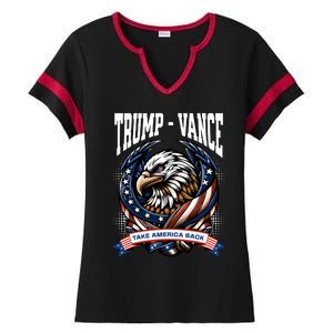 Trump 2024 Vance Take America Back Campaign Ladies Halftime Notch Neck Tee