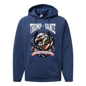 Trump 2024 Vance Take America Back Campaign Performance Fleece Hoodie