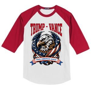 Trump 2024 Vance Take America Back Campaign Kids Colorblock Raglan Jersey