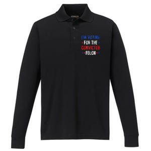 Trump 2024 Voting For The Convicted Felon Performance Long Sleeve Polo