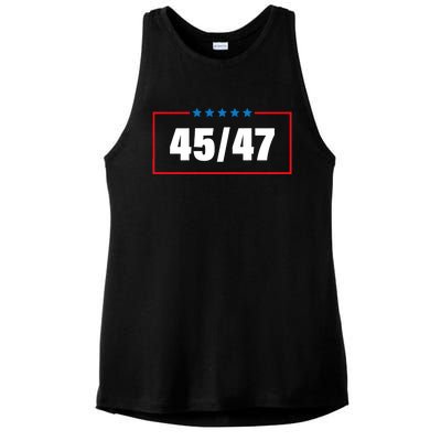 Trump 2024 Vintage 45 47 America Flag Ladies PosiCharge Tri-Blend Wicking Tank