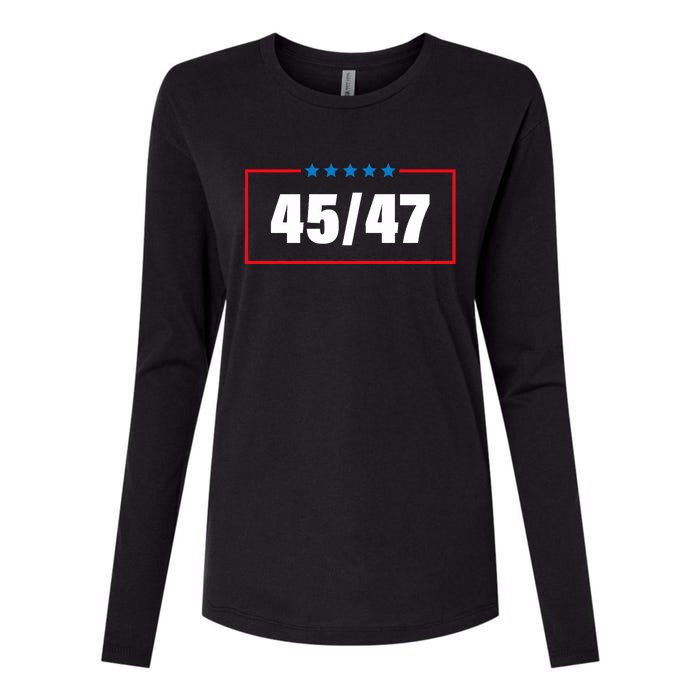 Trump 2024 Vintage 45 47 America Flag Womens Cotton Relaxed Long Sleeve T-Shirt