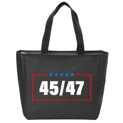 Trump 2024 Vintage 45 47 America Flag Zip Tote Bag