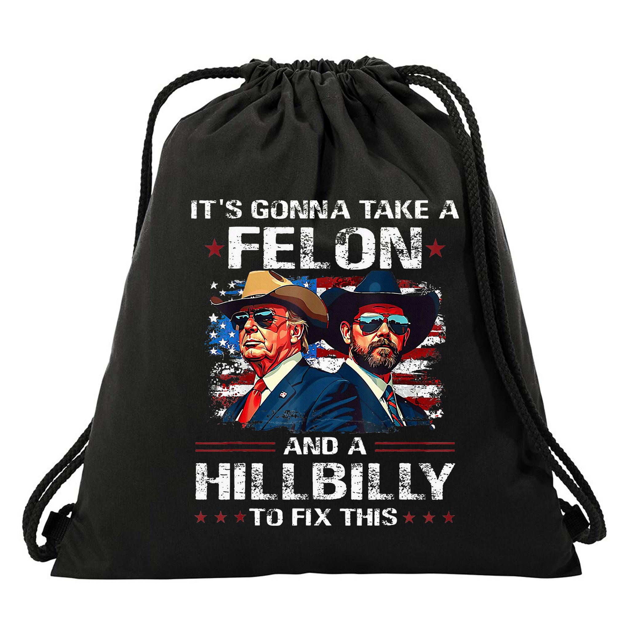 Trump 2024 Vance 2028 Funny Felon Hillbilly Fix Drawstring Bag