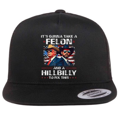 Trump 2024 Vance 2028 Funny Felon Hillbilly Fix Flatbill Hat